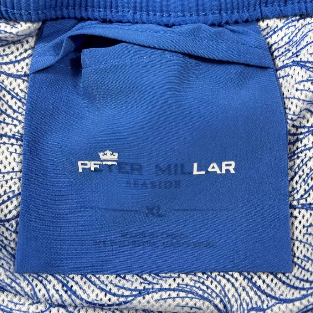 Peter Millar Seaside Mens XL Blue Cocktail Martini Print Swim Trunks Shorts